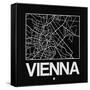 Black Map of Vienna-NaxArt-Framed Stretched Canvas