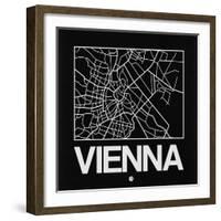 Black Map of Vienna-NaxArt-Framed Art Print