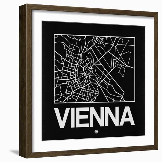 Black Map of Vienna-NaxArt-Framed Art Print