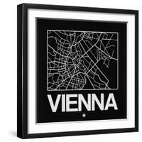 Black Map of Vienna-NaxArt-Framed Art Print