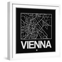 Black Map of Vienna-NaxArt-Framed Art Print