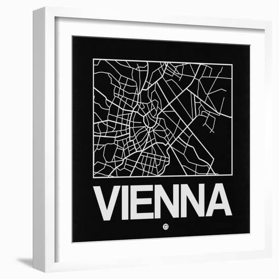 Black Map of Vienna-NaxArt-Framed Art Print