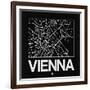 Black Map of Vienna-NaxArt-Framed Art Print