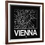 Black Map of Vienna-NaxArt-Framed Art Print