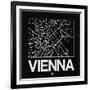 Black Map of Vienna-NaxArt-Framed Art Print