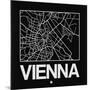 Black Map of Vienna-NaxArt-Mounted Art Print