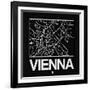 Black Map of Vienna-NaxArt-Framed Art Print