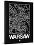 Black Map of Warsaw-NaxArt-Stretched Canvas