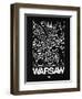 Black Map of Warsaw-NaxArt-Framed Art Print