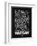 Black Map of Warsaw-NaxArt-Framed Art Print