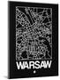 Black Map of Warsaw-NaxArt-Mounted Premium Giclee Print