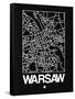 Black Map of Warsaw-NaxArt-Framed Stretched Canvas