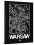 Black Map of Warsaw-NaxArt-Stretched Canvas