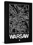 Black Map of Warsaw-NaxArt-Stretched Canvas