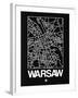 Black Map of Warsaw-NaxArt-Framed Art Print