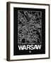 Black Map of Warsaw-NaxArt-Framed Art Print