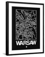 Black Map of Warsaw-NaxArt-Framed Art Print