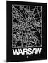 Black Map of Warsaw-NaxArt-Mounted Art Print