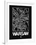 Black Map of Warsaw-NaxArt-Framed Art Print