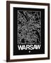 Black Map of Warsaw-NaxArt-Framed Art Print