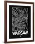 Black Map of Warsaw-NaxArt-Framed Art Print