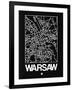 Black Map of Warsaw-NaxArt-Framed Art Print