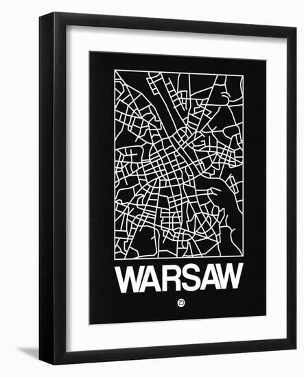 Black Map of Warsaw-NaxArt-Framed Art Print