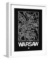 Black Map of Warsaw-NaxArt-Framed Art Print