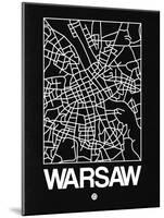 Black Map of Warsaw-NaxArt-Mounted Art Print