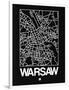 Black Map of Warsaw-NaxArt-Framed Art Print