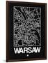 Black Map of Warsaw-NaxArt-Framed Art Print