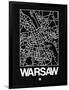 Black Map of Warsaw-NaxArt-Framed Art Print