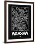 Black Map of Warsaw-NaxArt-Framed Art Print