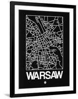 Black Map of Warsaw-NaxArt-Framed Art Print
