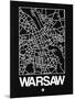 Black Map of Warsaw-NaxArt-Mounted Art Print