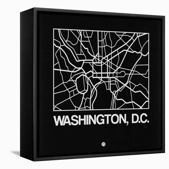 Black Map of Washington, D.C.-NaxArt-Framed Stretched Canvas