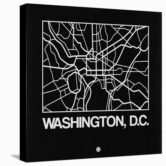 Black Map of Washington, D.C.-NaxArt-Stretched Canvas