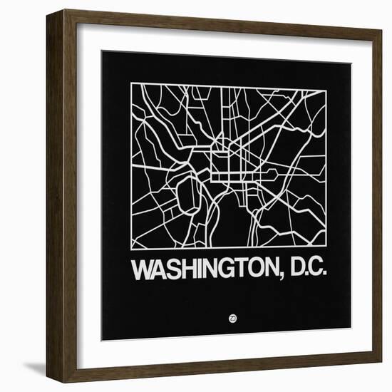 Black Map of Washington, D.C.-NaxArt-Framed Art Print