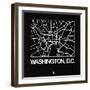 Black Map of Washington, D.C.-NaxArt-Framed Art Print