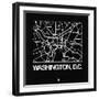 Black Map of Washington, D.C.-NaxArt-Framed Art Print