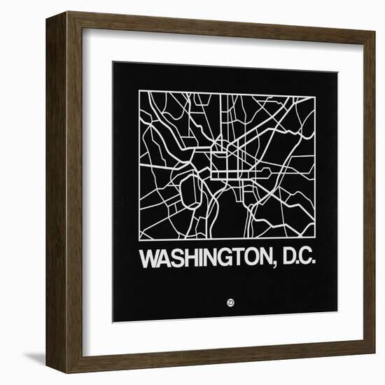 Black Map of Washington, D.C.-NaxArt-Framed Art Print