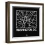 Black Map of Washington, D.C.-NaxArt-Framed Art Print