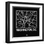 Black Map of Washington, D.C.-NaxArt-Framed Art Print