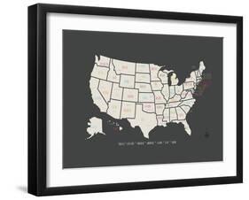 Black Map USA-Kindred Sol Collective-Framed Art Print