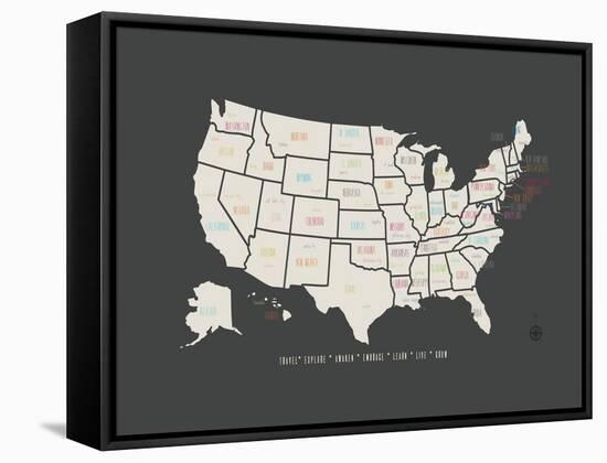 Black Map USA-Kindred Sol Collective-Framed Stretched Canvas
