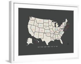 Black Map USA-Kindred Sol Collective-Framed Art Print