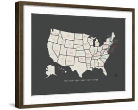 Black Map USA-Kindred Sol Collective-Framed Art Print