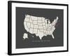 Black Map USA-Kindred Sol Collective-Framed Art Print