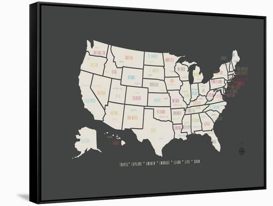 Black Map USA-Kindred Sol Collective-Framed Stretched Canvas