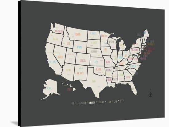 Black Map USA-Kindred Sol Collective-Stretched Canvas